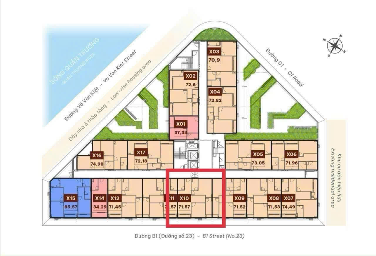 BÁN CĂN CHUNG CƯ CT2 VCN PHƯỚC LONG 71,57m2, GIÁ 3,8 tỷ. Mã X10