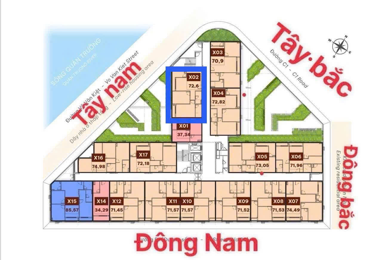 BÁN CĂN CHUNG CƯ CT2 VCN PHƯỚC LONG 72,6m2, GIÁ 3,750 tỷ. Mã X02