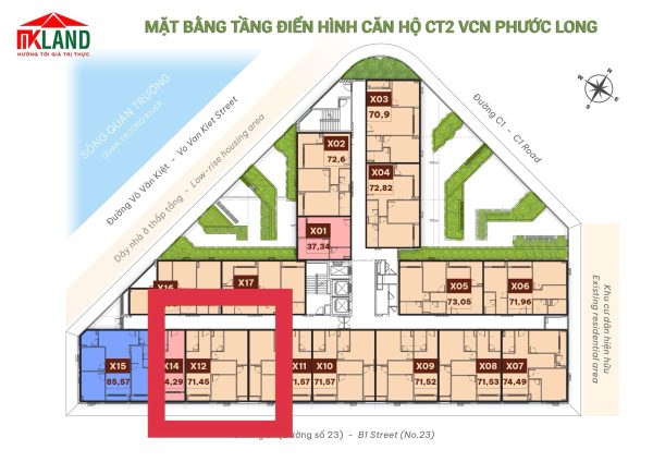 BÁN CĂN HỘ CT2 VCN Phước Long Nha Trang - 72m2 - căn X12 tầng cao